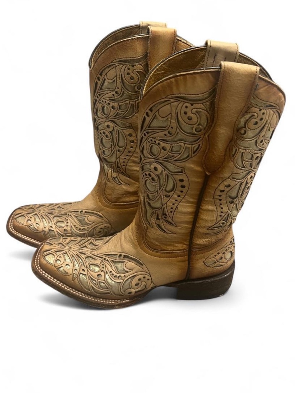 Corral Teen Shiny Inlay and Embroidery Square Toe Boot - Picture 5 of 5